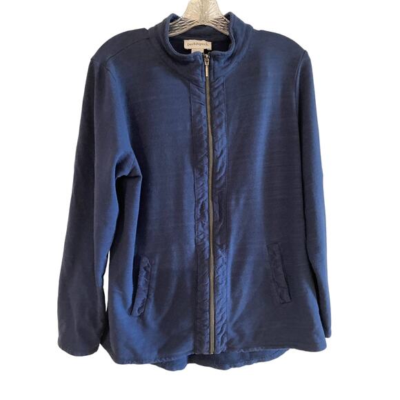 Peck&peck Navy Blue Long Sleeve Zipper Jacket SzL - Picture 1 of 7